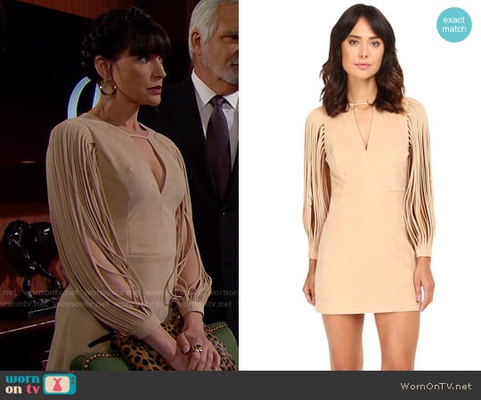 Halston Heritage Strappy Long Sleeve Ultrasuede Dress worn by Quinn Fuller (Rena Sofer) on The Bold and the Beautiful