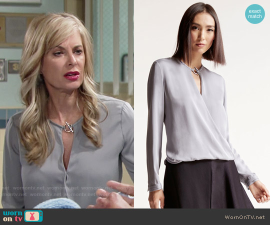 Halston Heritage Draped Silk Blouse worn by Ashley Abbott (Eileen Davidson) on The Young and the Restless