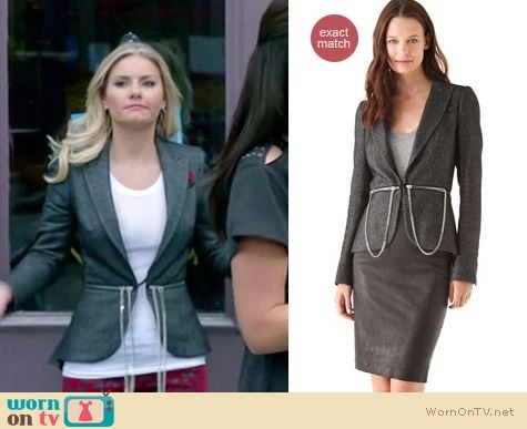 Happy Endings Fashion: Alexander McQueen Zip back kick jacket worn by Elisha Cuthbert