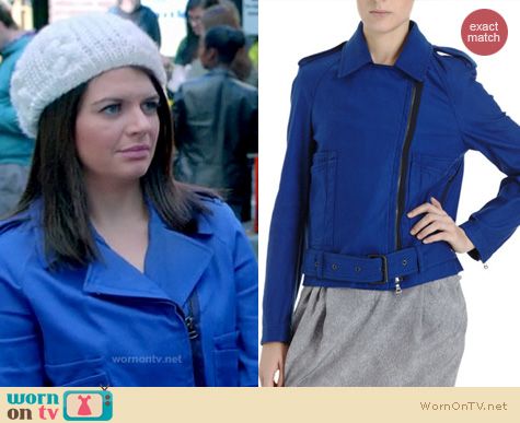 Happy Endings Fashion: 3.1 Phillip Lim Biker peacoat in blue worn by Casey Wilson