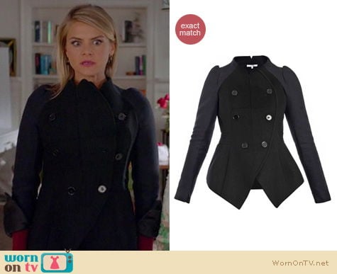 Happy Endings Fashion: Carven flared wool coat worn by Eliza Coupe