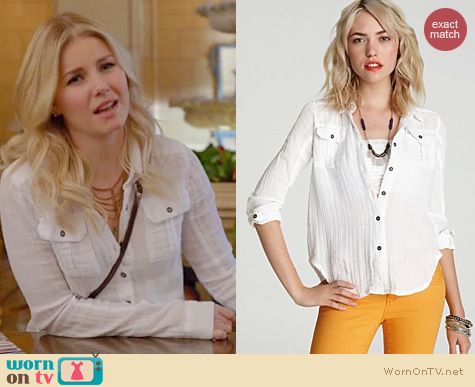 Happy Endings Fashion: Free People Tribe & True shirt worn by Elisha Cuthbert