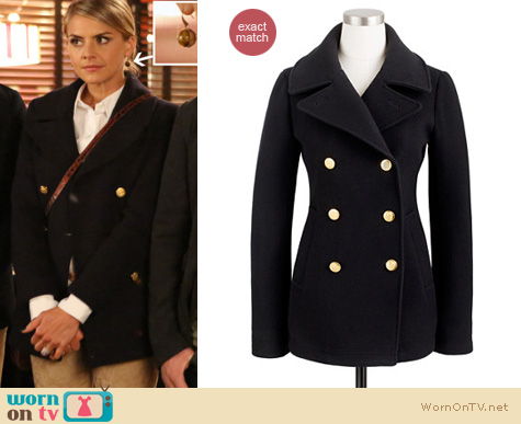 Happy Endings Fashion: J.Crew Majesty Peacoat worn by Eliza Coupe