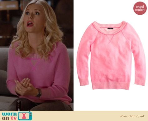 Happy Endings Fashion: J. Crew Collection Cashmere plaited sweater worn by Elisha Cuthbert