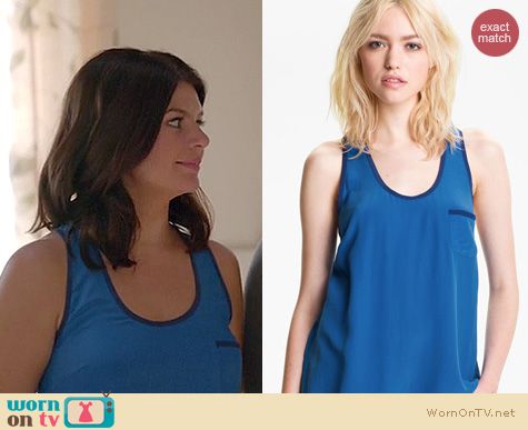 Happy Endings Fashion: Joie Alicia Racerback silk tank worn by Casey Wilson