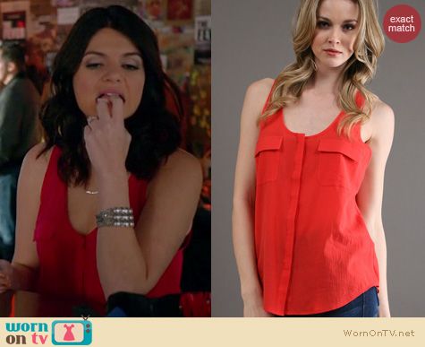 Happy Endings Fashion: Joie Balsa top in cherry worn by Casey Wilson