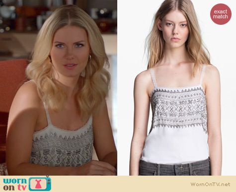 Happy Endings Fashion: L'Agence beaded camisole worn by Elisha Cuthbert