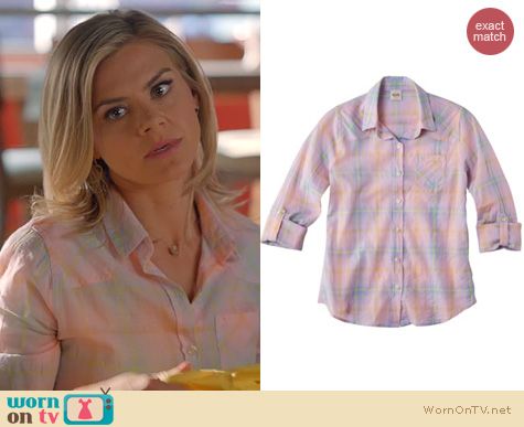 Happy Endings Fashion: Mossimo pink plaid shirt at Target worn by Eliza Coupe