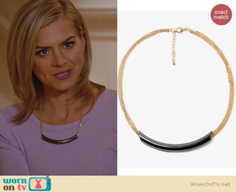 Happy Endings Fashion: Forever 21 Multi strand crescent necklace worn by Eliza Coupe