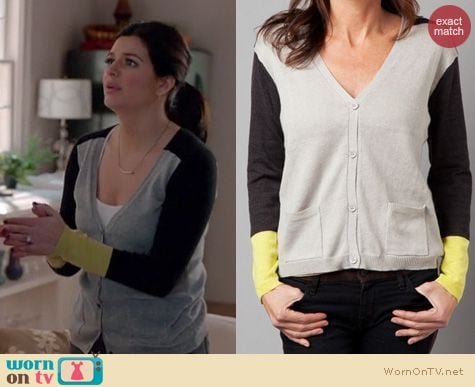 Happy Endings Fashion: RD Style colorblock cardigan worn by Casey Wilson