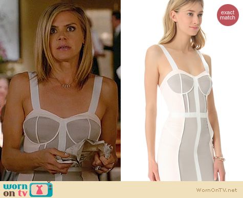 Happy Endings Fashion: Rebecca Minkoff Colorblock bustier dress worn by Eliza Coupe