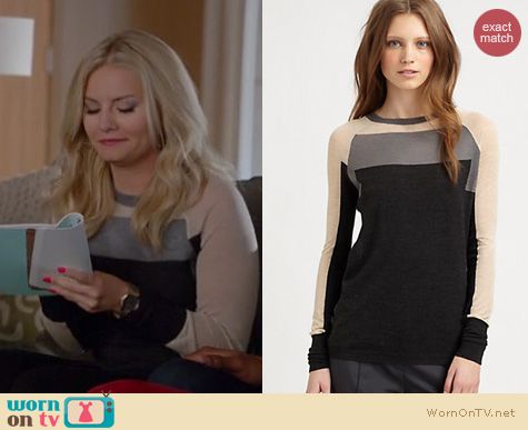 Happy Endings Fashion: See By Chloe Wool Colorblock sweater worn by Elisha Cuthbert