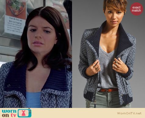 Happy Endings Fashion: Splendid Margaux bomber jacket worn by Casey Wilson