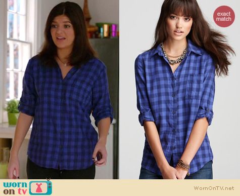 Happy Endings Fashion: Splendid Newberry gingham check shirt worn by Casey Wilson