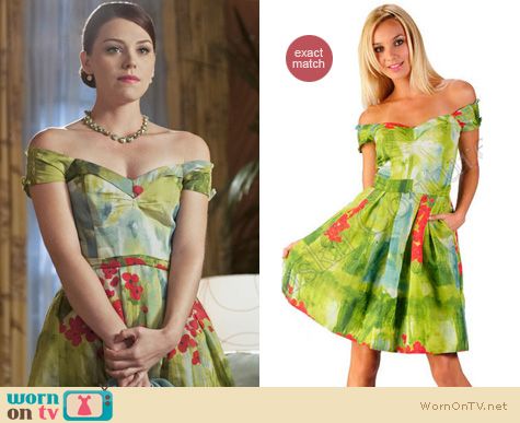 Hart of Dixie Fashion: Green watercolor floral dress worn by Anna Beth