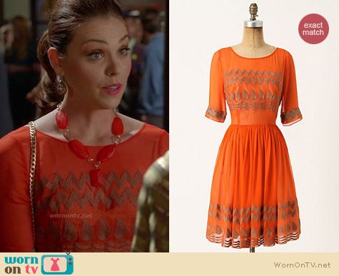 Hart of Dixie Fashion: Anthropologie Tangerine Flicker orange dress