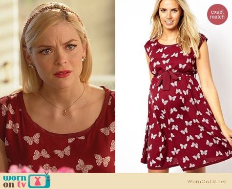 Hart of Dixie Fashion: Maternity Butterfly Print Waisted Dress from ASOS  worn by Jaime King