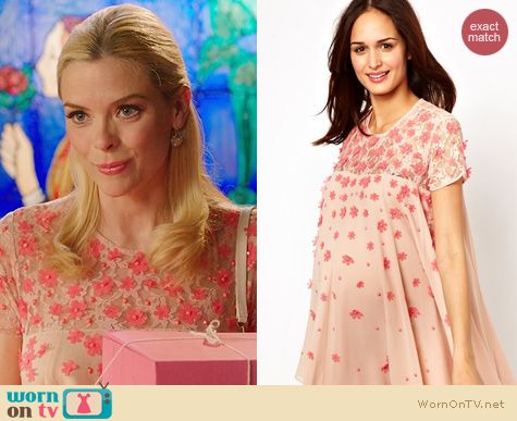 Hart of Dixie Fashion: Maternity Swing Dress with floral applique worn by Jaime King