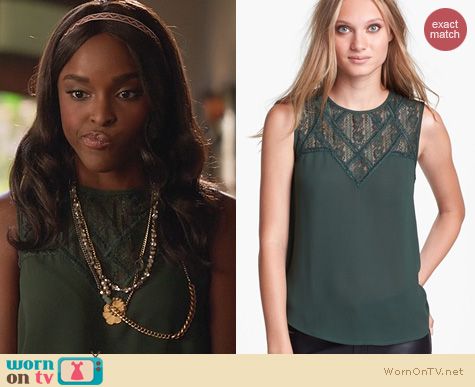 Hart of Dixie Fashion: ASTR Green Lace Yoke Top worn by Antoinette Robertson