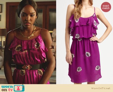 Fashion of Hart of Dixie: Rebecca Taylor Shadow Daisy Satin Dress worn by Antoinette Robertson