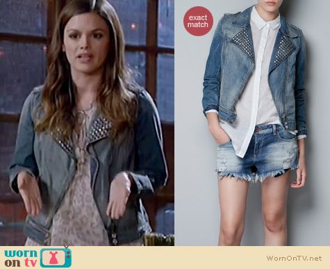 Hart of Dixie Fashion: Zara zips and studs denim jacket worn by Rachel Bilson