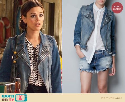 Hart of Dixie Fashion: Zara Denim Zips and Studs Jacket worn by Rachel Bilson