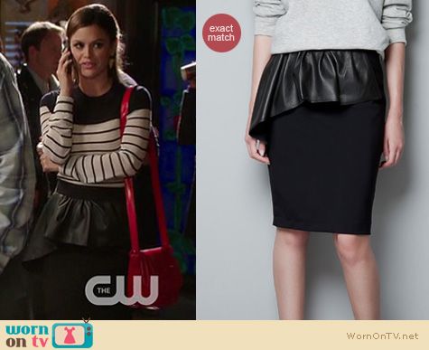 Hart of Dixie Fashion: Rachel Bilson wearing a Zara leather peplum skirt