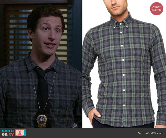 Hartford Faded Blackwatch Plaid Shirt worn by Andry Samberg on Brooklyn 99