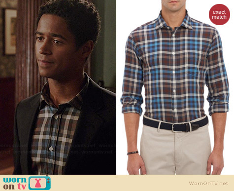 Hartford Plaid Herringbone Shirt worn by Alfred Enoch on HTGAWM