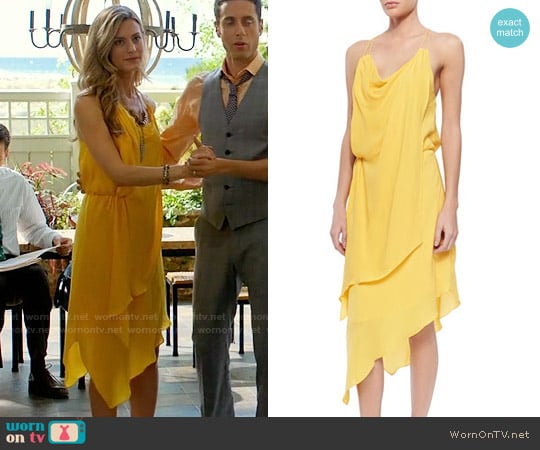 Haute Hippie Cowl-Neck Asymmetric Short Dress worn by Paige Collins (Brooke D'Orsay) on Royal Pains