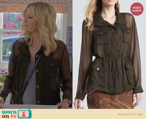 Haute Hippie Chiffon Anorak Blouse worn by Malin Akerman on Trophy Wife