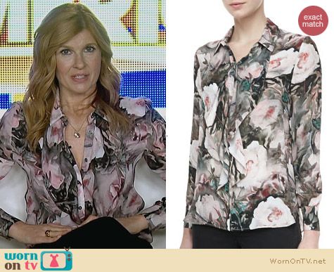 Haute Hippie Ruffle Front Silk Blouse worn by Connie Britton on Nashville