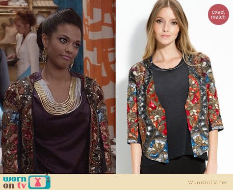 Haute Hippie Embellished Jacket worn by Freema Agyeman on The Carrie Diaries