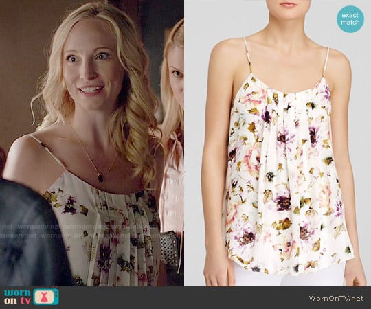 Haute Hippie Emily Pleat Floral Cami worn by Caroline Forbes (Candice Accola) on The Vampire Diaries