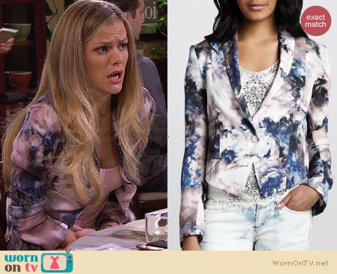 Haute Hippie Floral Print Cropped Blazer worn by Brooklyn Decker on FWBL