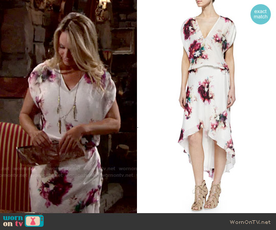 Haute Hippie Floral Print Silk Drawstring Dress worn by Sharon Newman (Sharon Case) on The Young and the Restless