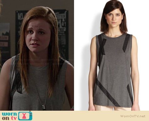 Haute Hippie Lace Applique Muscle Tank worn by Mackenzie Lintz on Under the Dome