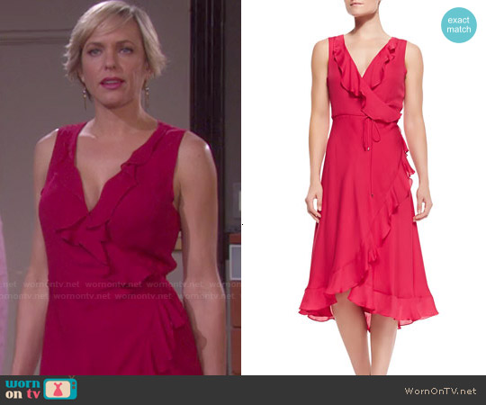 Haute Hippie Lay Me Down Ruffled Halter Long Wrap Dress worn by Nicole Walker (Arianne Zucker) on Days of our Lives