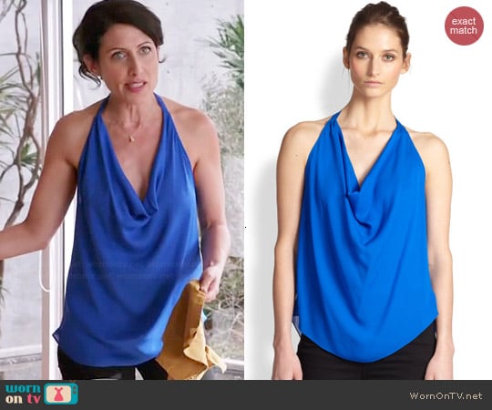 Haute Hippie Open Back Hi-Lo Silk Blouse worn by Lisa Edelstein on GG2D