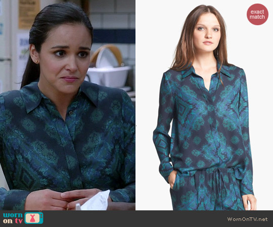 Haute Hippie Printed Silk Blouse worn by Melissa Fumero on Brooklyn 99