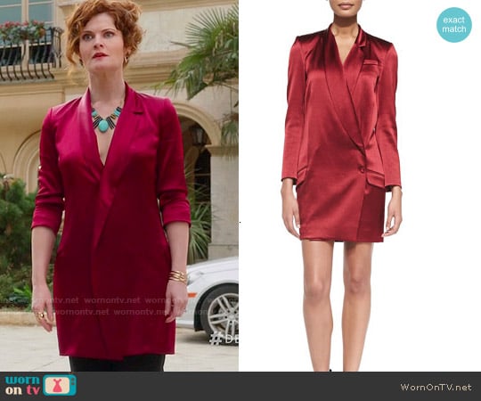 Huate Hippie Satin Tuxedo Blazer Dress worn by Evelyn Powell (Rebecca Wisocky) on Devious Maids