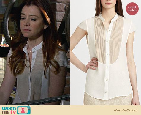 Haute Hippie Silk Chiffon Bib Blouse worn by Alyson Hannigan on HIMYM