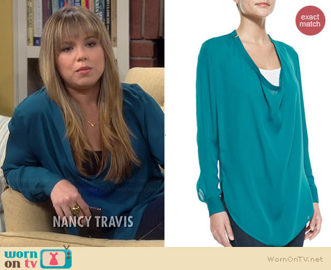 Haute Hippie Silk Cowl Neck Blouse worn by Amanda Fuller on Last Man Standing