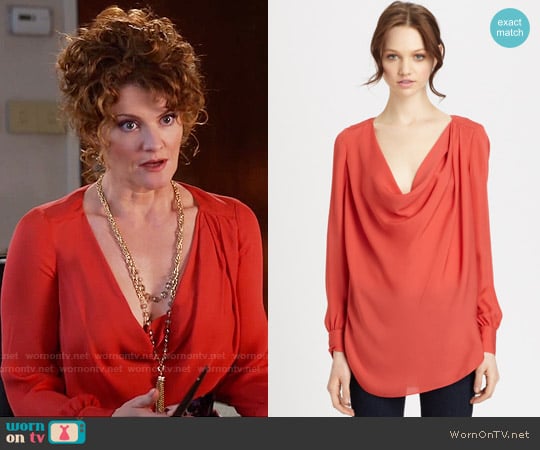 Haute Hippie Silk Cowl Neck Blouse worn by Evelyn Powell (Rebecca Wisocky) on Devious Maids