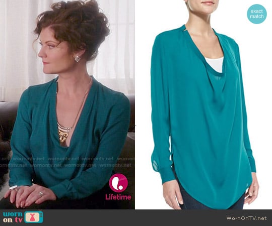 Haute Hippie Silk Cowl Neck Blouse worn by Evelyn Powell (Rebecca Wisocky) on Devious Maids