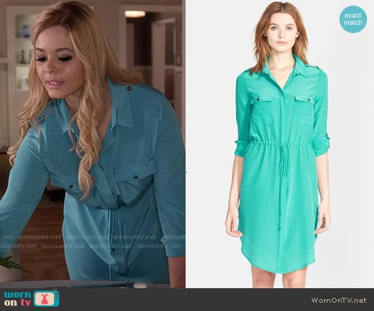 Haute Hippie Long Sleeve Silk Shirtdress worn by Alison DiLaurentis (Sasha Pieterse) on Pretty Little Liars