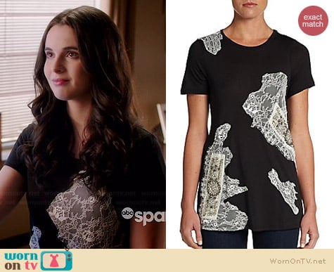 Haute Hippie Lace Embellished Tee worn by Vanessa Maran on Switched at Birth