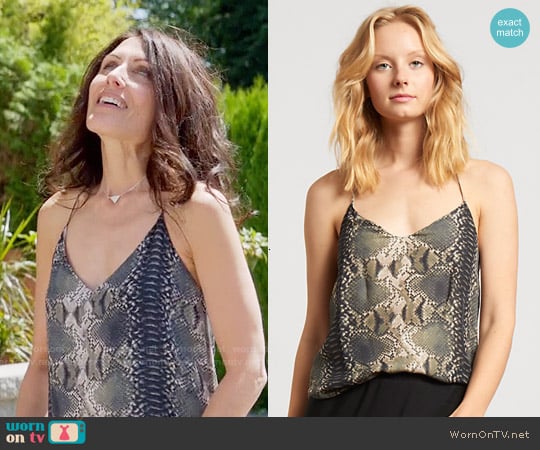 Haute Hippie V-neck Halter Top in Snake Print worn by Abby McCarthy (Lisa Edelstein) on Girlfriends Guide to Divorce