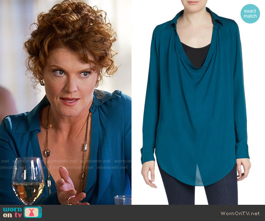 Haute Hippie Washed Silk Draped Blouse in Sadona worn by Evelyn Powell (Rebecca Wisocky) on Devious Maids