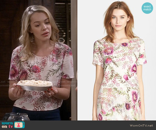 Haute Hippie Wildflower Print Crop Top worn by Violet Plunkett (Sadie Calvano) on Mom